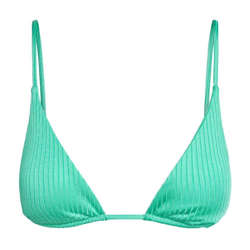 NWT Monday Swimwear Kauai Top - Turquoise Wide Rib - M